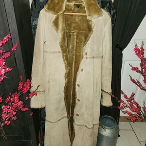 Express Tan Shearling Leather Jacket